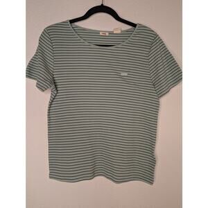 Levi's Women Crewneck Tee Green Striped Elevated Basic XL